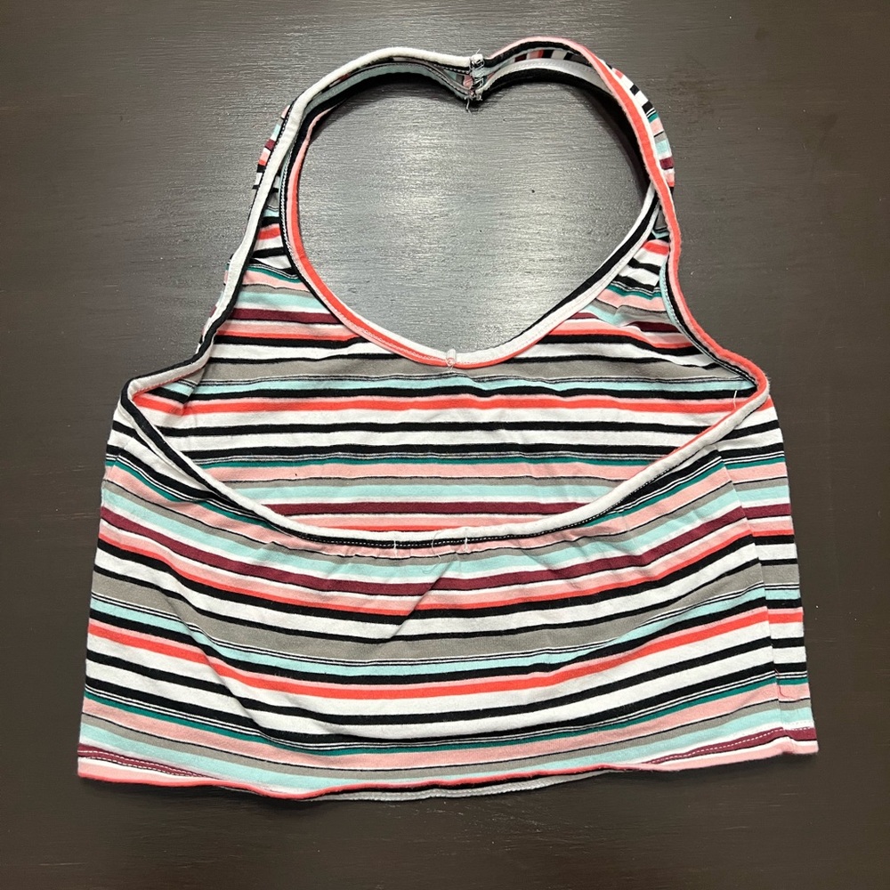 Multi-Colored Striped Halter Top - Picture 2 of 3